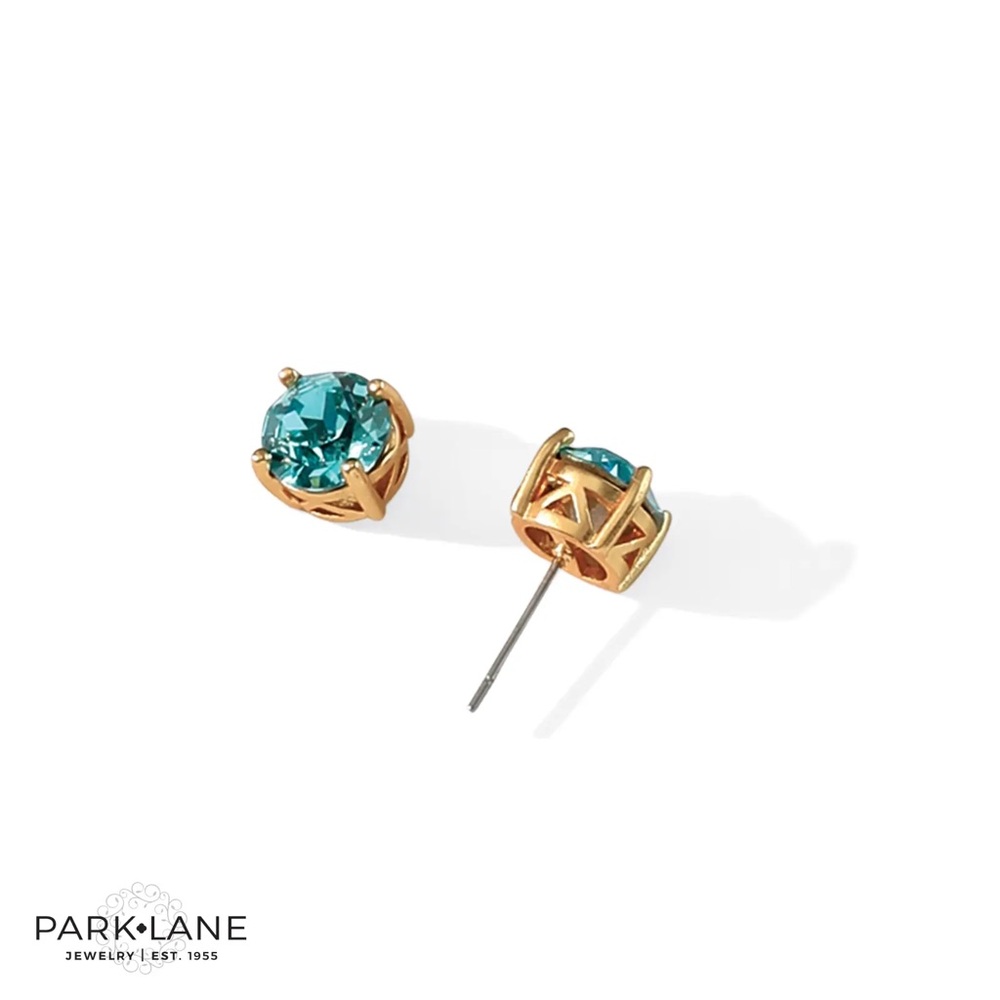 Park Lane Impression Stud Earrings, Turquoise with Gold Setting, 3 Carats, New - Picture 2 of 6